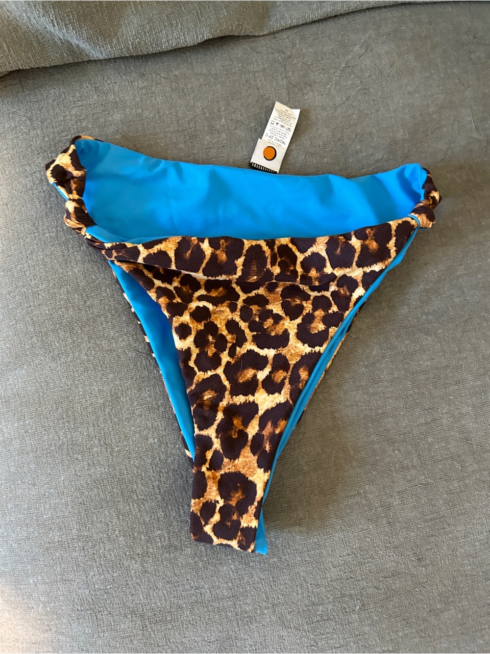 Tropic of C Leopard Print Reversible Bikini Bottom - Turquoise Lining